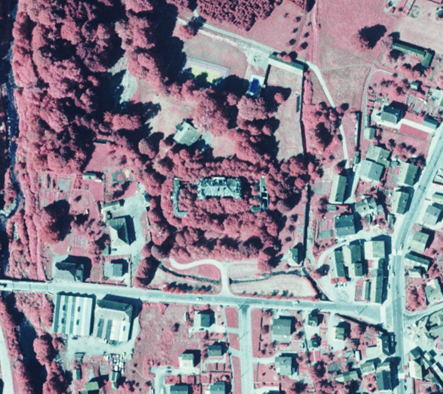 Vue aérienne du Château des Quatre Saisons