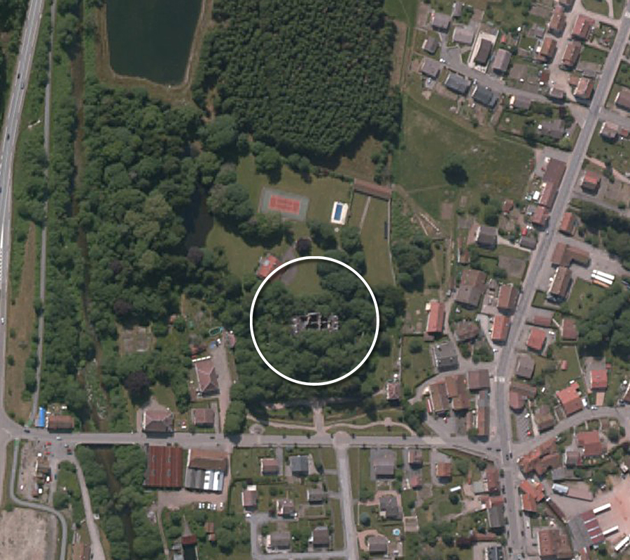 Vue aérienne du Château des Quatre Saisons